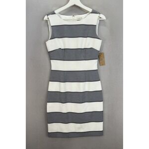 Cremieux Women's Sz 2‎ Gray Striped Sheath Into The Sunset Katrina Dress NWT